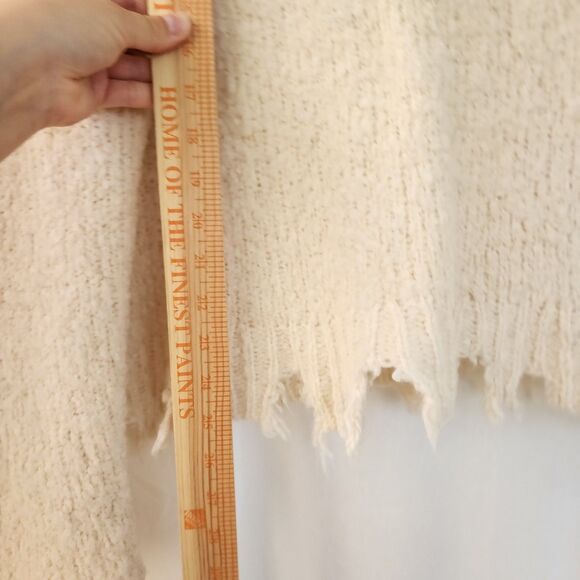 ATM Wool Alpaca Blend Ivory Cream Destroyed V-neck Long Sleeve Sweater S Boho - Picture 3 of 8